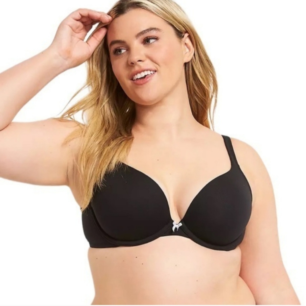 Cacique Lane Bryant Boost Plunge Black Bra Size 44DDD